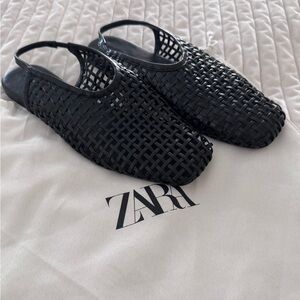 Zara Black Woven Flats